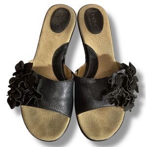 Born Concepts b.o.c. Flower Leather Wedge Open Toe Slip On Sandals